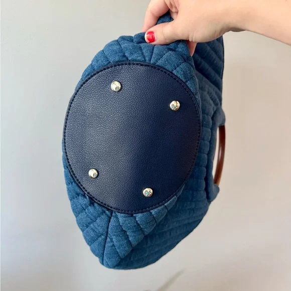 New Draper James Paige Blue Quilted Tote Handbag - Chambray - Picture 6 of 6